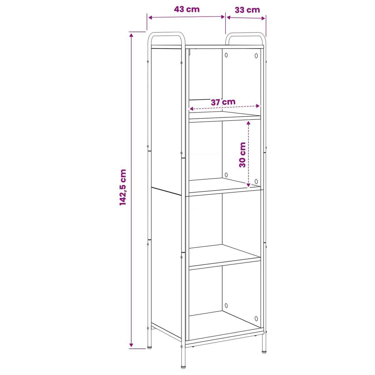 Βιβλιοθήκη 55,5 x 33 x 174 εκ Επεξεργασμένο Ξύλο - Pakobazaar