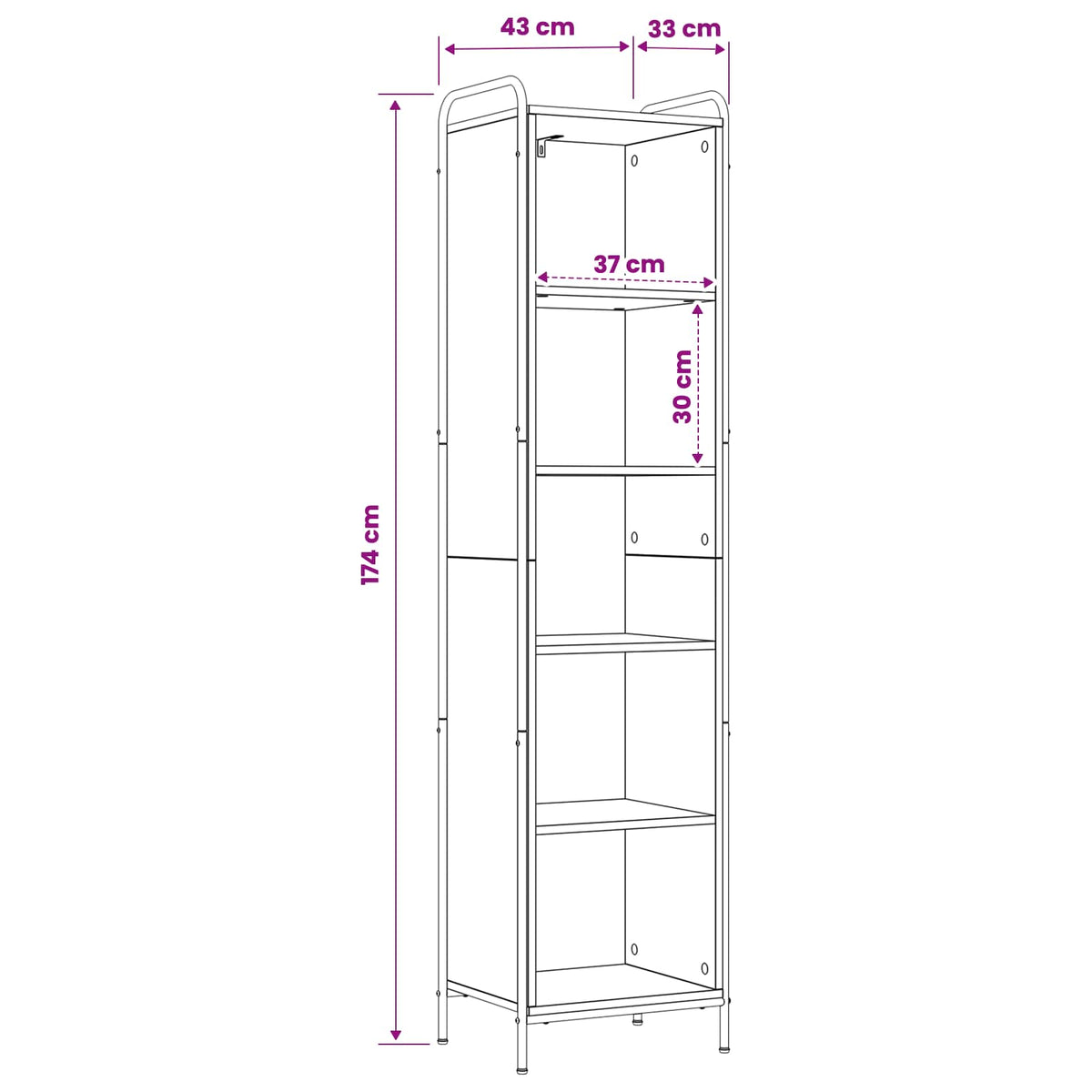Βιβλιοθήκη 55,5 x 33 x 174 εκ Επεξεργασμένο Ξύλο - Pakobazaar