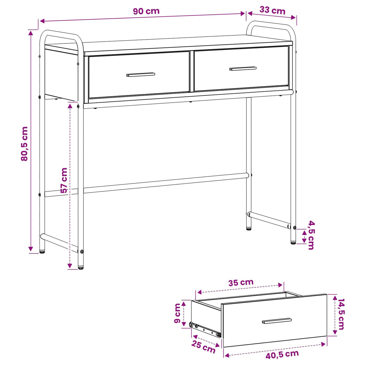 Τραπέζι κονσόλας Καπνισμένο Ξύλο Δρυός 90 x 33 x 80,5 εκ