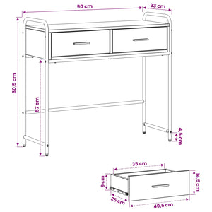 Τραπέζι κονσόλας Γκρι Sonoma 90 x 33 x 80,5 εκ