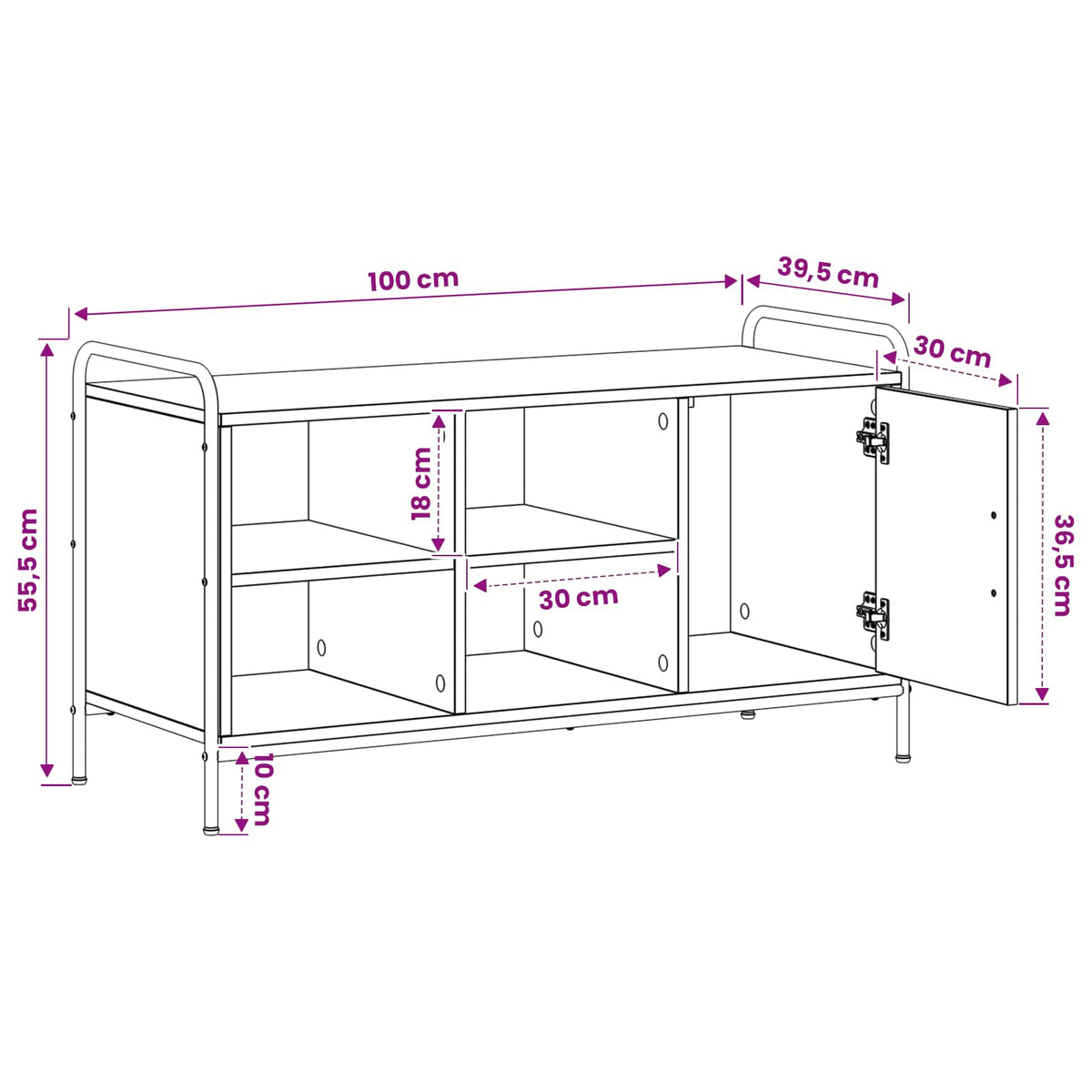 Ντουλάπα Παπουτσιών 100 x 39,5 x 55,5 εκ. Επεξεργασμένο Ξύλο - Pakobazaar