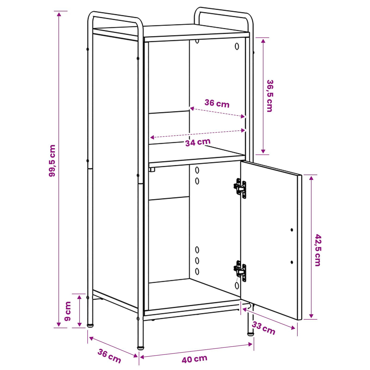 Ντουλάπι Μπάνιου Παλαιωμένο ξύλο 40 x 36 x 99,5 εκ.