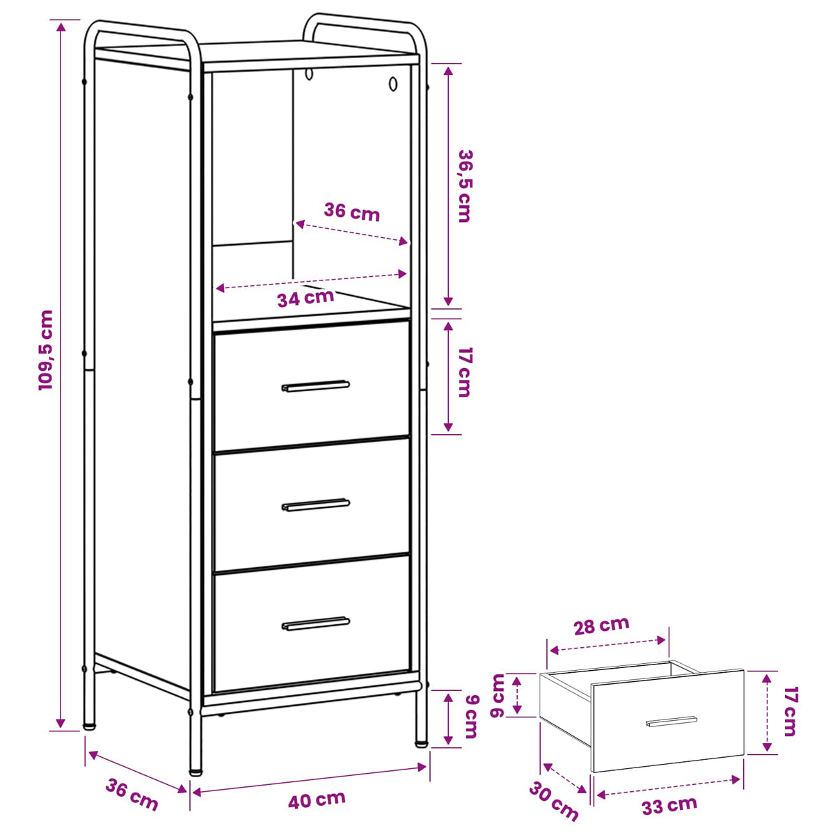 Ντουλάπι Μπάνιου Καπνισμένο Ξύλο Δρυός 40 x 36 x 109,5 εκ. - Pakobazaar