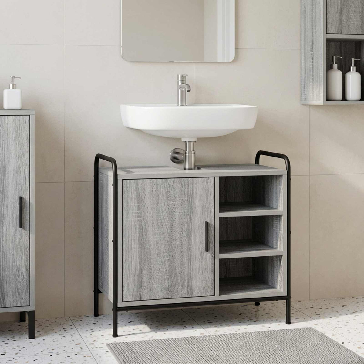 Ντουλάπι Μπάνιου Γκρι Sonoma 65,5 x 34 x 61 εκ. - Pakobazaar