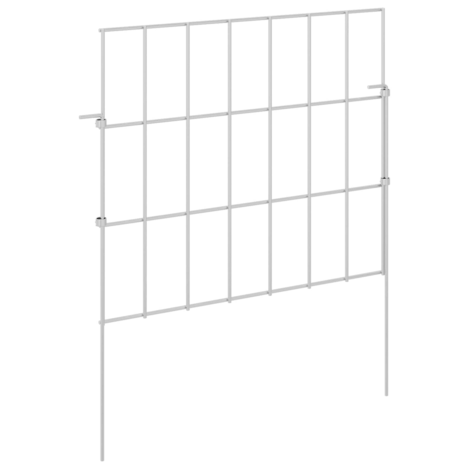 Περίφραξη Κήπου με Στήλες 48 pcs 35 x 30 εκ. Mesh Ασημί