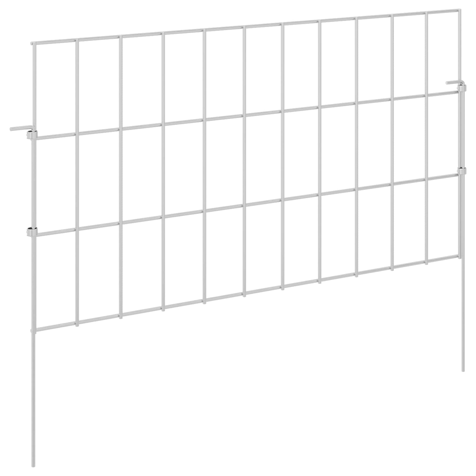 Περίφραξη Κήπου με Στήλες 24 pcs 55 x 30 εκ. Mesh Ασημί