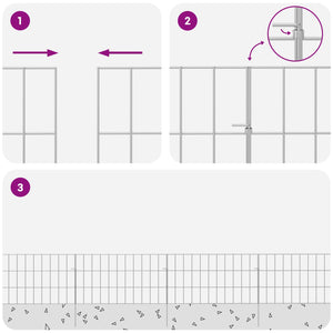Περίφραξη Κήπου με Στήλες 24 pcs 55 x 30 εκ. Mesh Ασημί - Pakobazaar