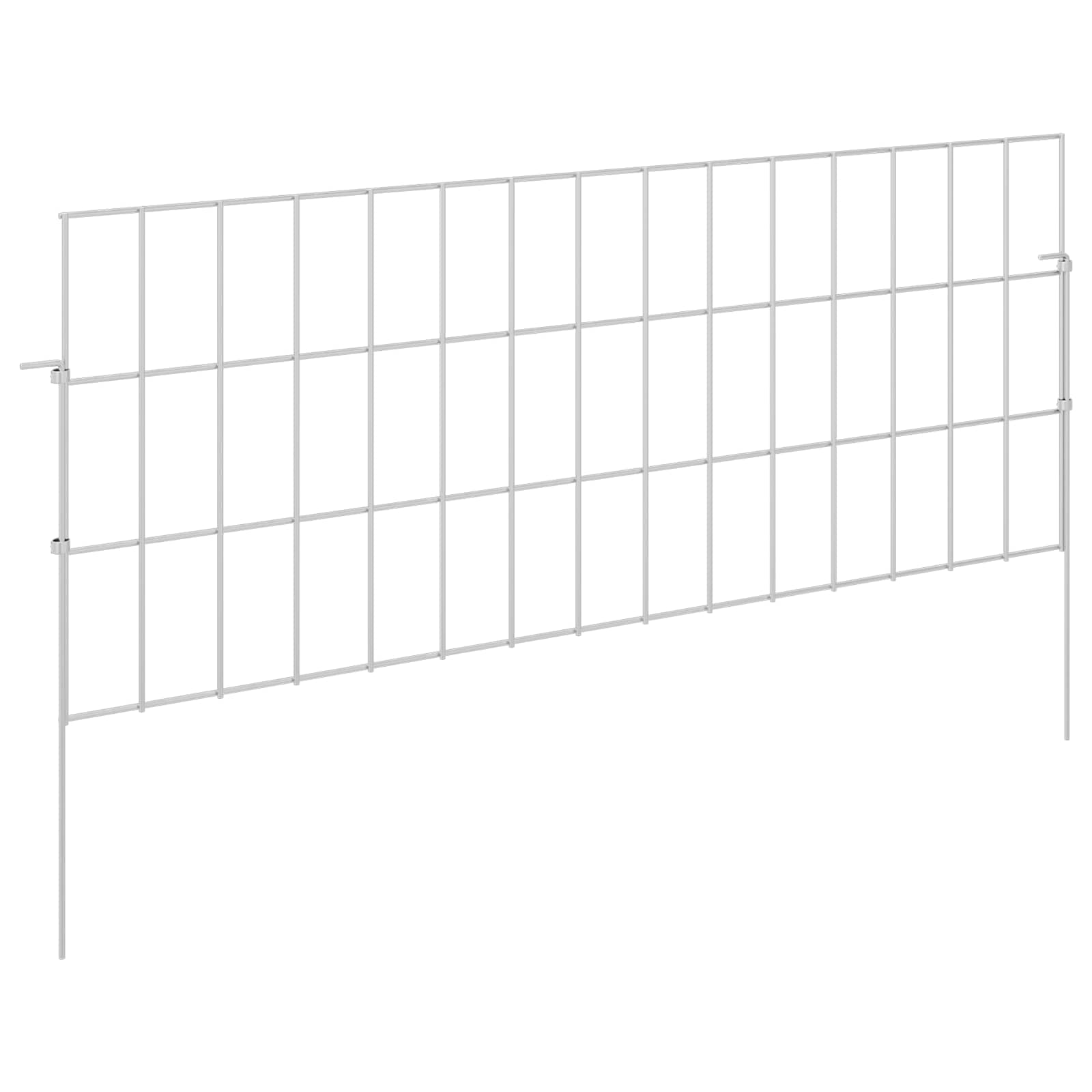 Περίφραξη Κήπου με Στήλες 12 pcs 75 x 30 εκ. Mesh Ασημί