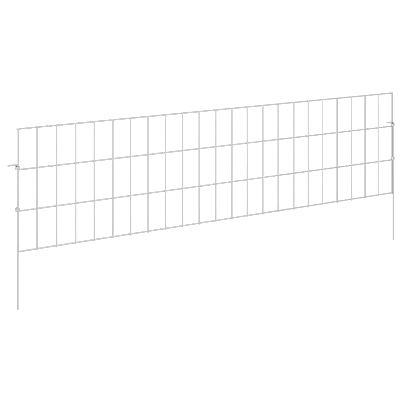 Περίφραξη Κήπου με Στήλες 12 pcs 115 x 30 εκ Mesh Ασημί