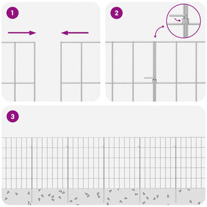 Περίφραξη Κήπου με Στήλες 12 pcs 35 x 50 εκ. Mesh Ασημί - Pakobazaar