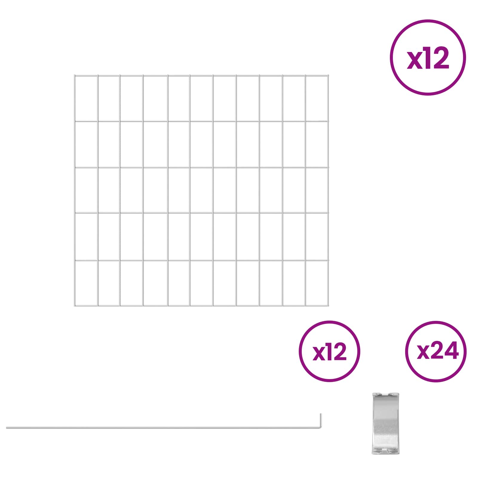 Περίφραξη Κήπου με Στήλες 12 pcs 55 x 50 εκ. Mesh Ασημί
