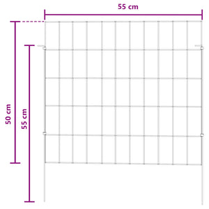 Περίφραξη Κήπου με Στήλες 24 pcs 55 x 50 εκ. Mesh Ασημί - Pakobazaar