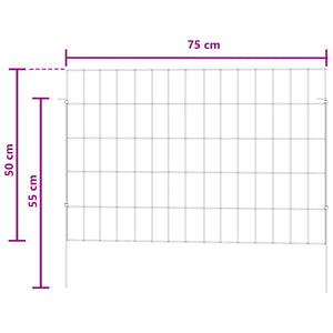 Περίφραξη Κήπου με Στήλες 12 pcs 75 x 50 εκ. Mesh Ασημί - Pakobazaar