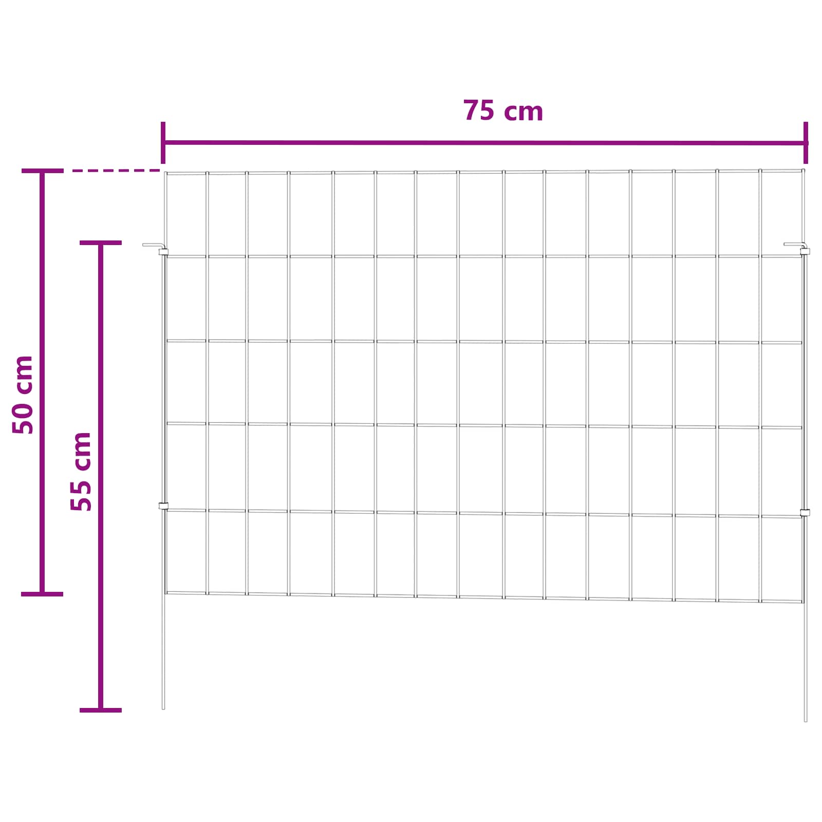 Περίφραξη Κήπου με Στήλες 24 pcs 75 x 50 εκ. Mesh Ασημί