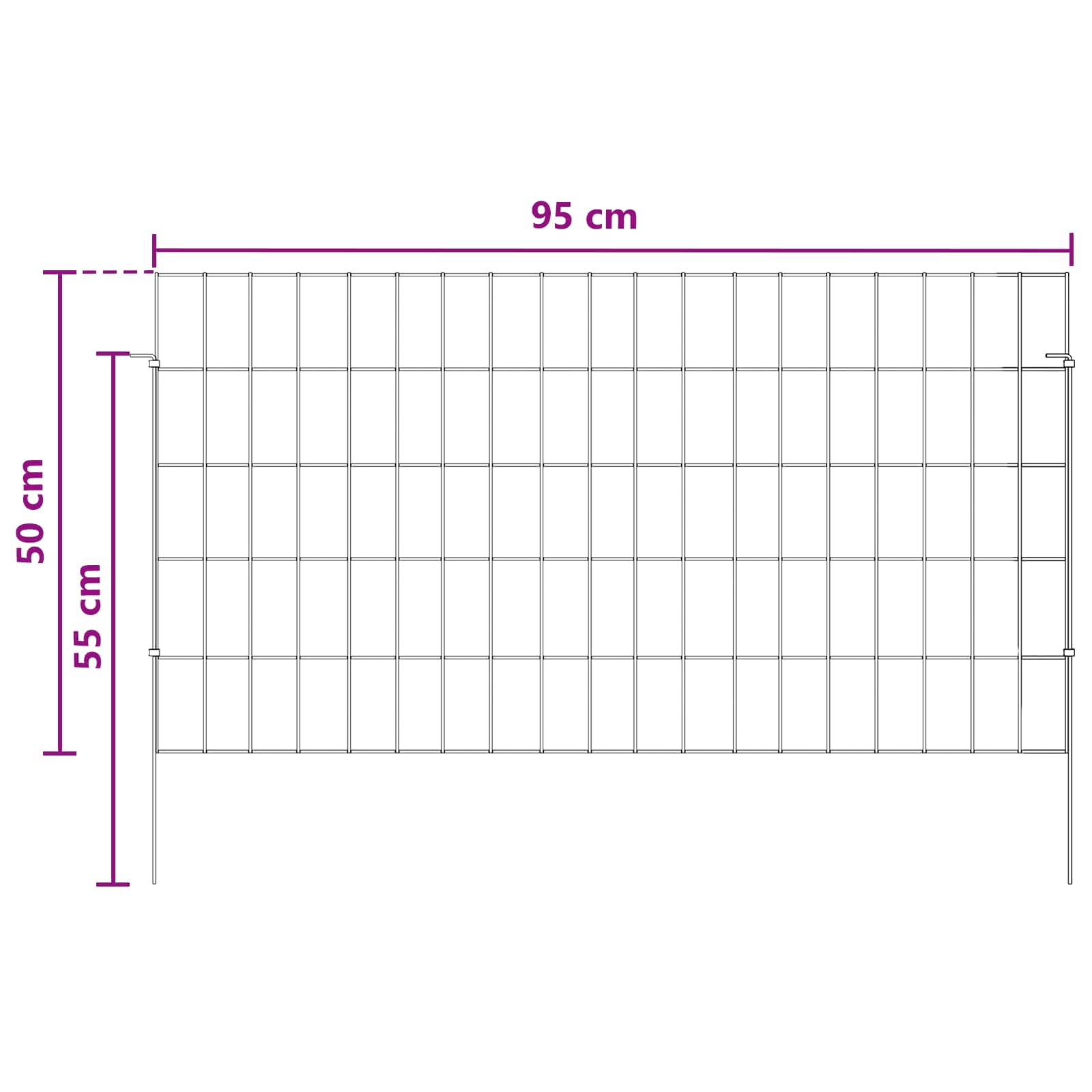 Περίφραξη Κήπου με Στήλες 12 pcs 95 x 50 εκ. Mesh Ασημί