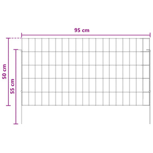 Περίφραξη Κήπου με Στήλες 12 pcs 95 x 50 εκ. Mesh Ασημί - Pakobazaar