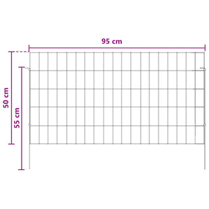Περίφραξη Κήπου με Στήλες 24 pcs 95 x 50 εκ. Mesh Ασημί - Pakobazaar