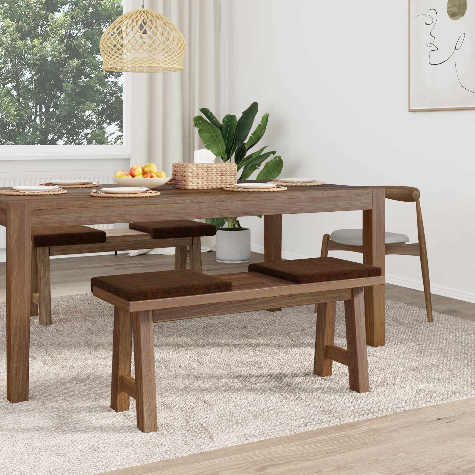 Μαξιλάρι πάγκου 4 τμχ. Συνθετικό σουέντ Καφέ Βάθος 35 εκ.