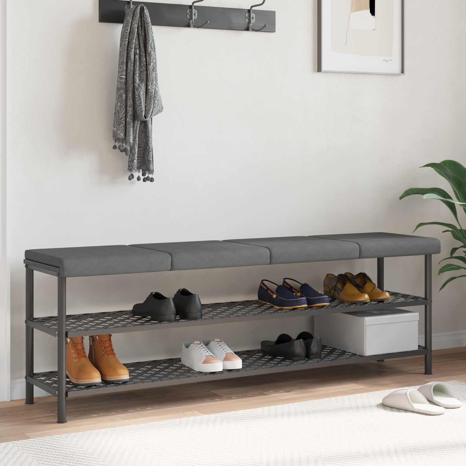 Μαξιλάρι πάγκου 4 τμχ. Μικροΐνες Σκούρο Γκρι Βάθος 35 εκ. - Pakobazaar