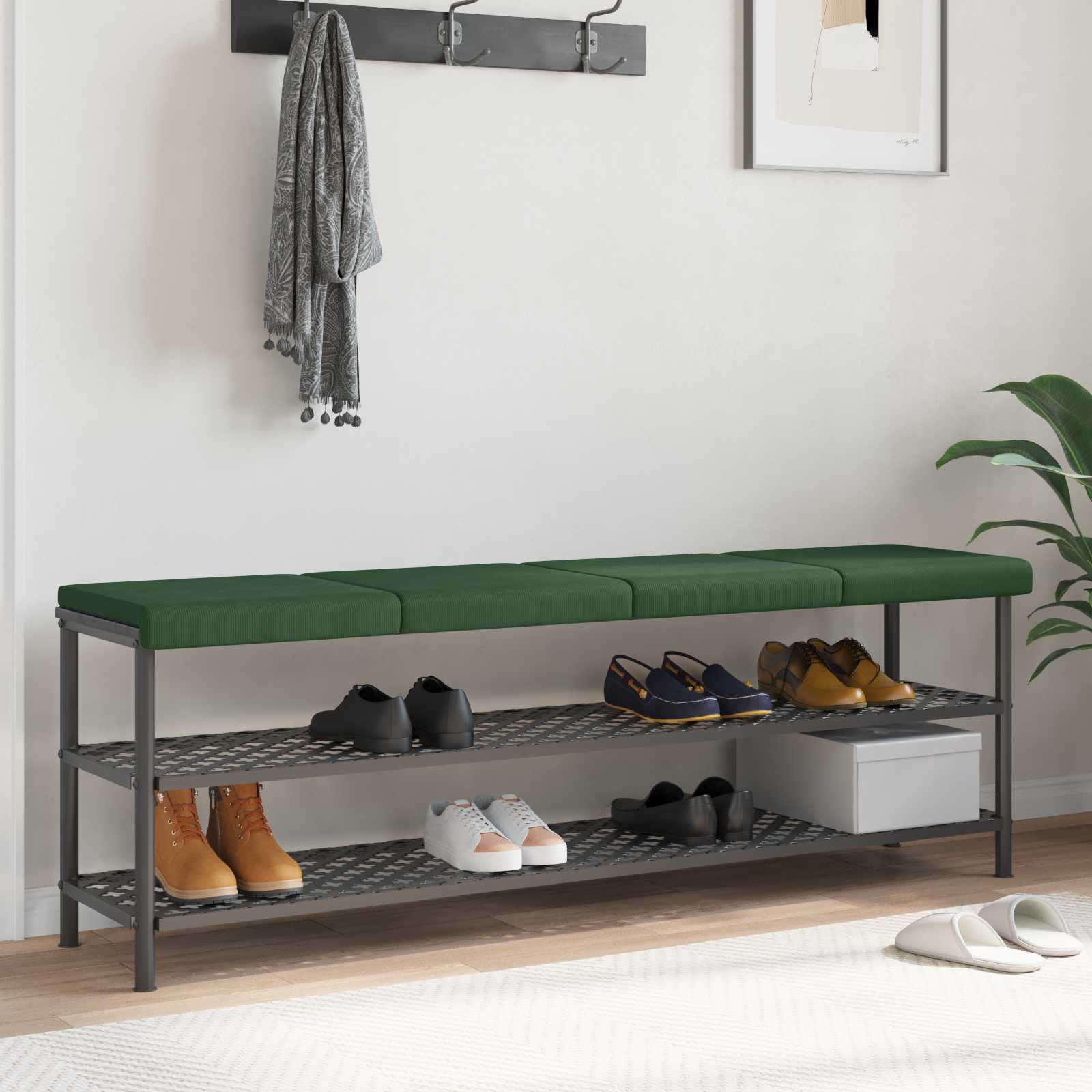 Μαξιλάρι πάγκου 4 τμχ. κορντουρόι Σκούρο Πράσινο Βάθος 35 εκ.