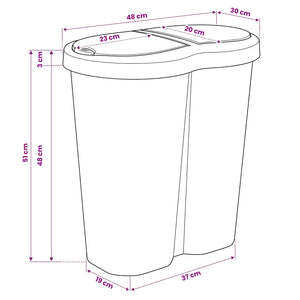 Κάδος Αχρήστων Λευκό 48 x 30 x 51 εκ. PP - Pakobazaar