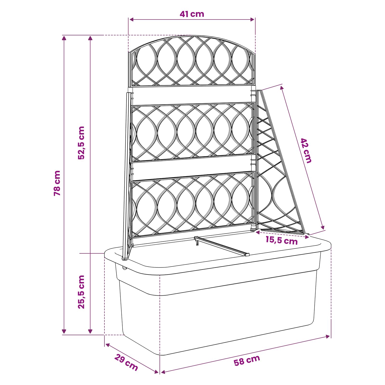 Πλέγμα γλάστρας Ανθρακί 58 x 29 x 78 εκ. PP