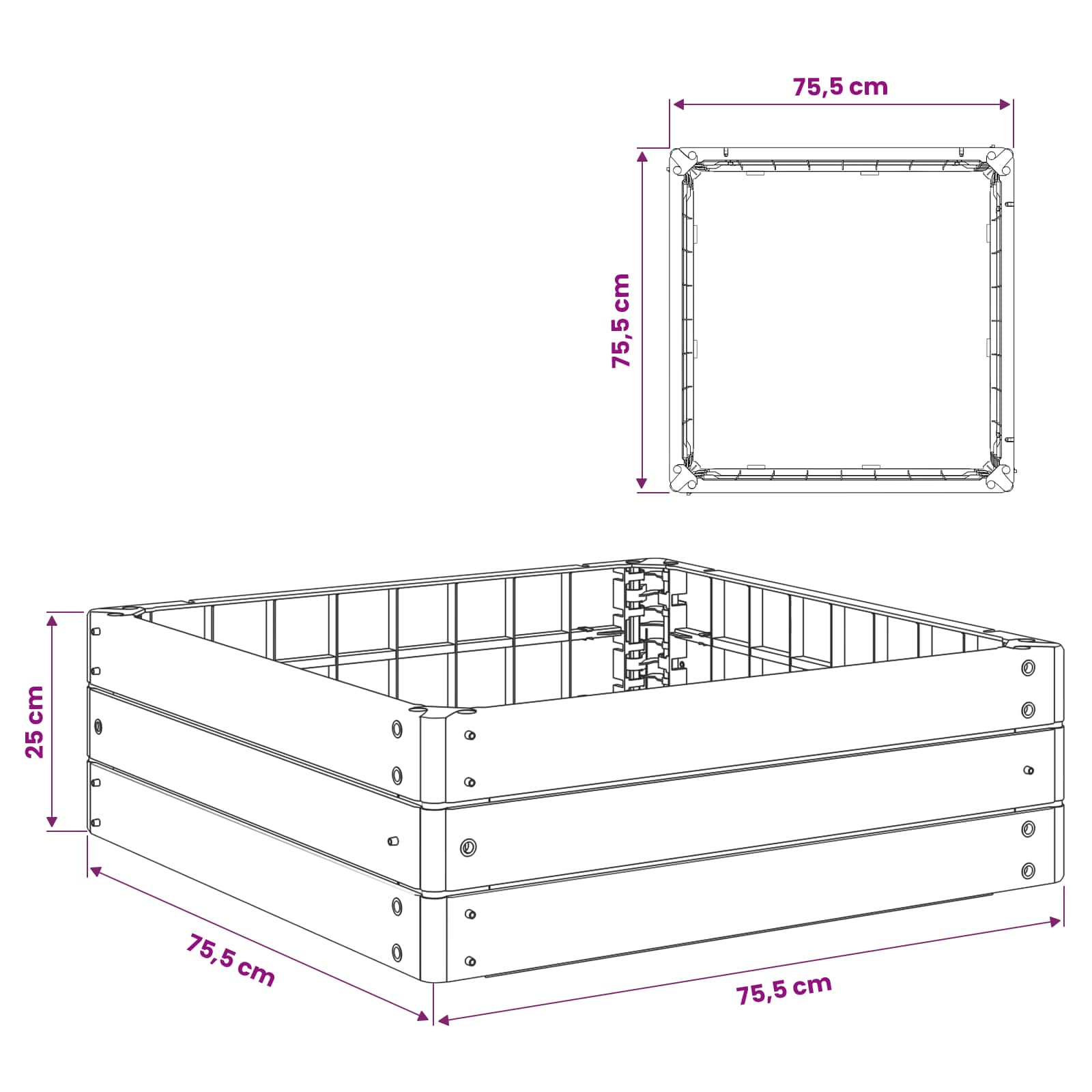 Ανεβασμένο Κρεβάτι Μαύρο 75,5 x 75,5 x 25 εκ PP