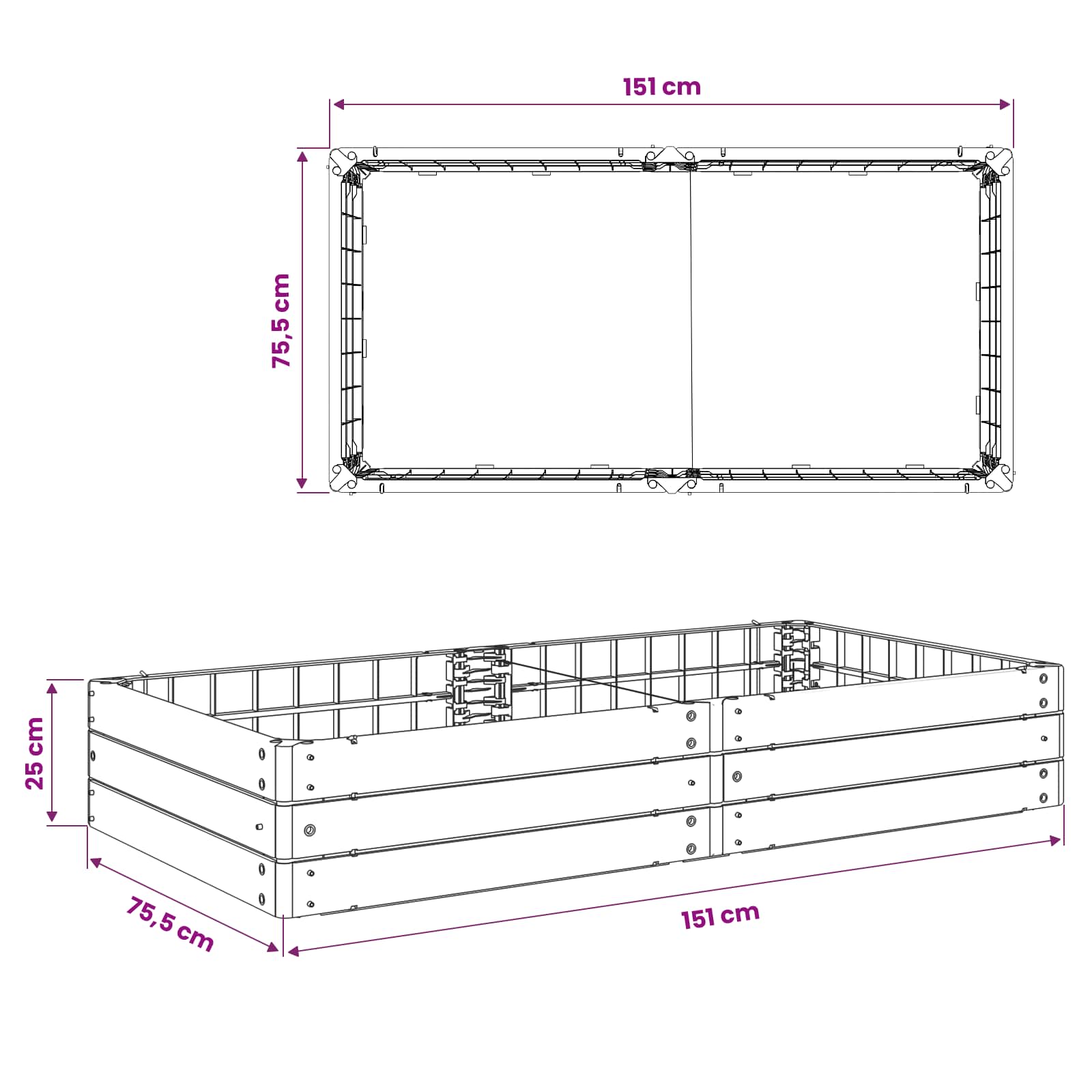 Ανεβασμένο Κρεβάτι Μαύρο 151 x 75,5 x 25 εκ. PP