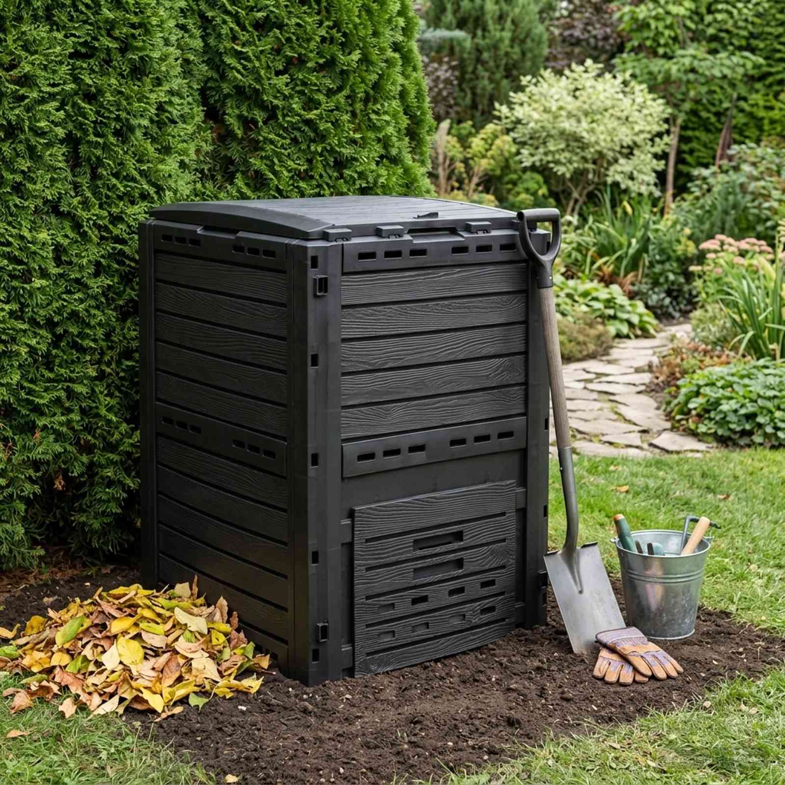 Κομποστοποιητής κήπου Μαύρο 59,5 x 60 x 81,5 εκ. 280 l 100% PP