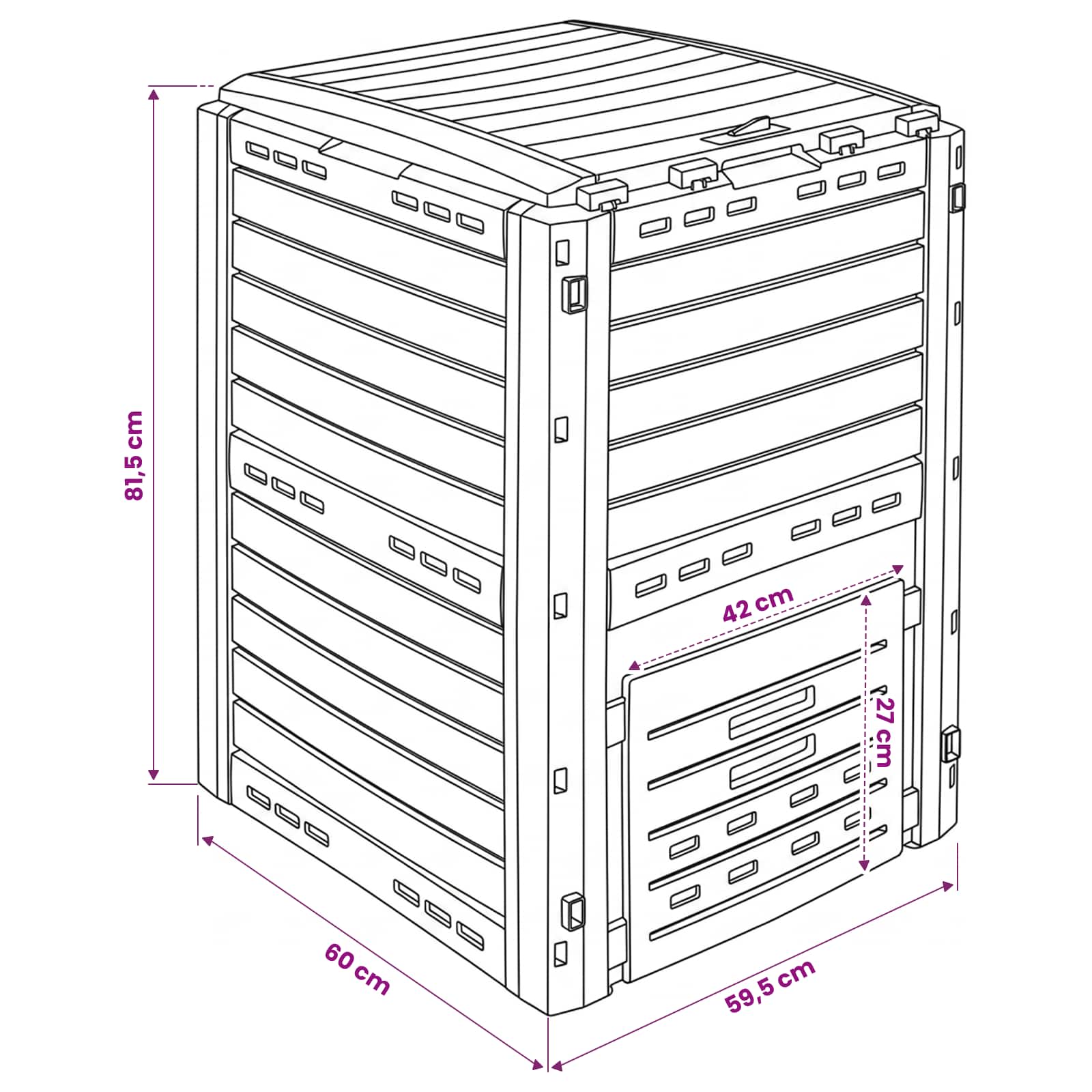 Κομποστοποιητής κήπου Μαύρο 59,5 x 60 x 81,5 εκ. 280 l 100% PP