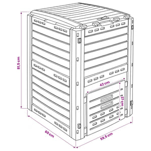 Κομποστοποιητής κήπου Μαύρο 59,5 x 60 x 81,5 εκ. 280 l 100% PP - Pakobazaar