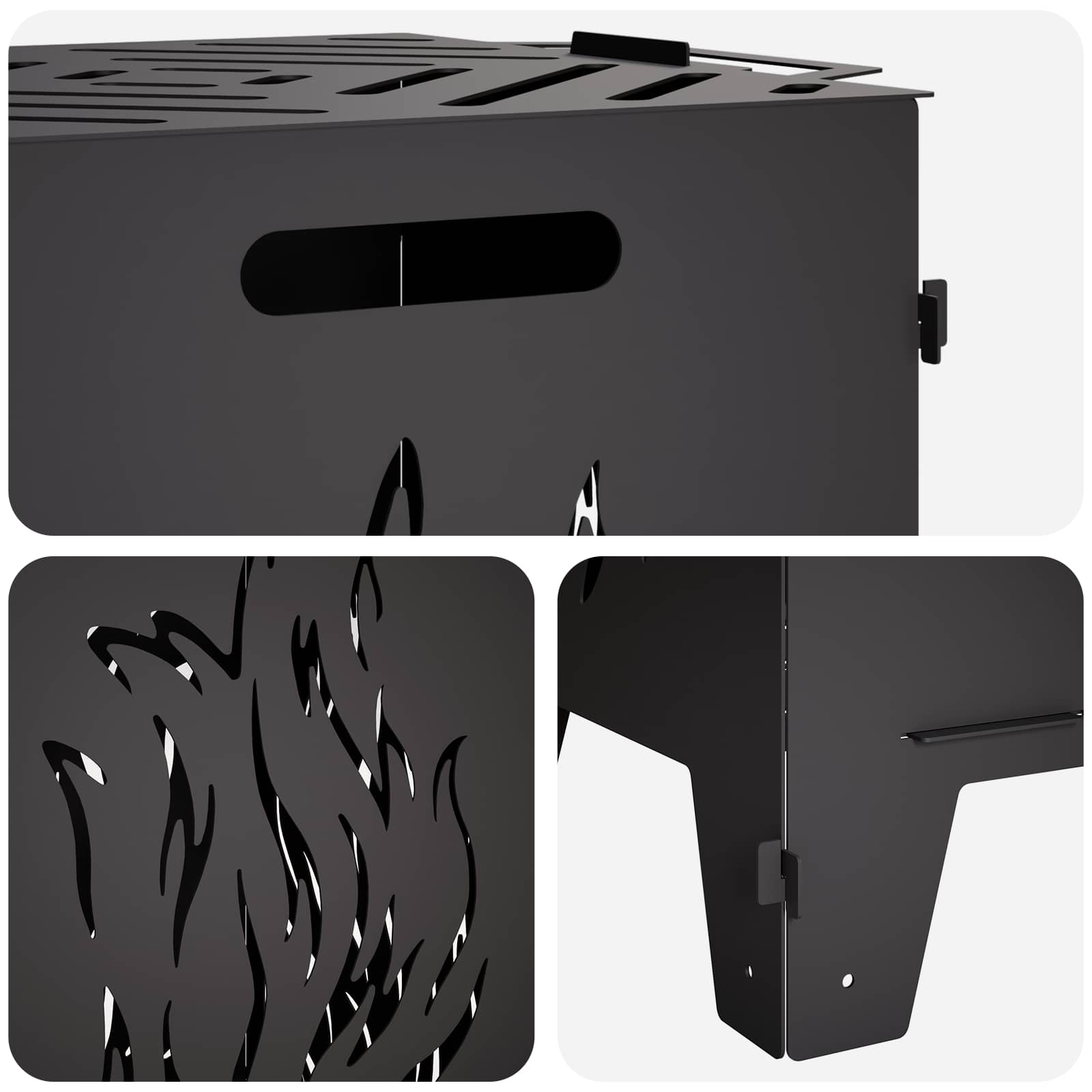 Φωτιά Μαύρο 47 x 38 x 75 εκ. Ατσάλι - Pakobazaar