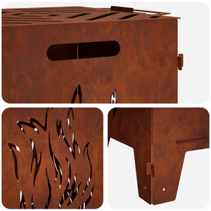 Φωτιά Σκ rusty 47 x 38 x 75 εκ. Ατσάλι Σκληρυθέν στον Αέρα - Pakobazaar