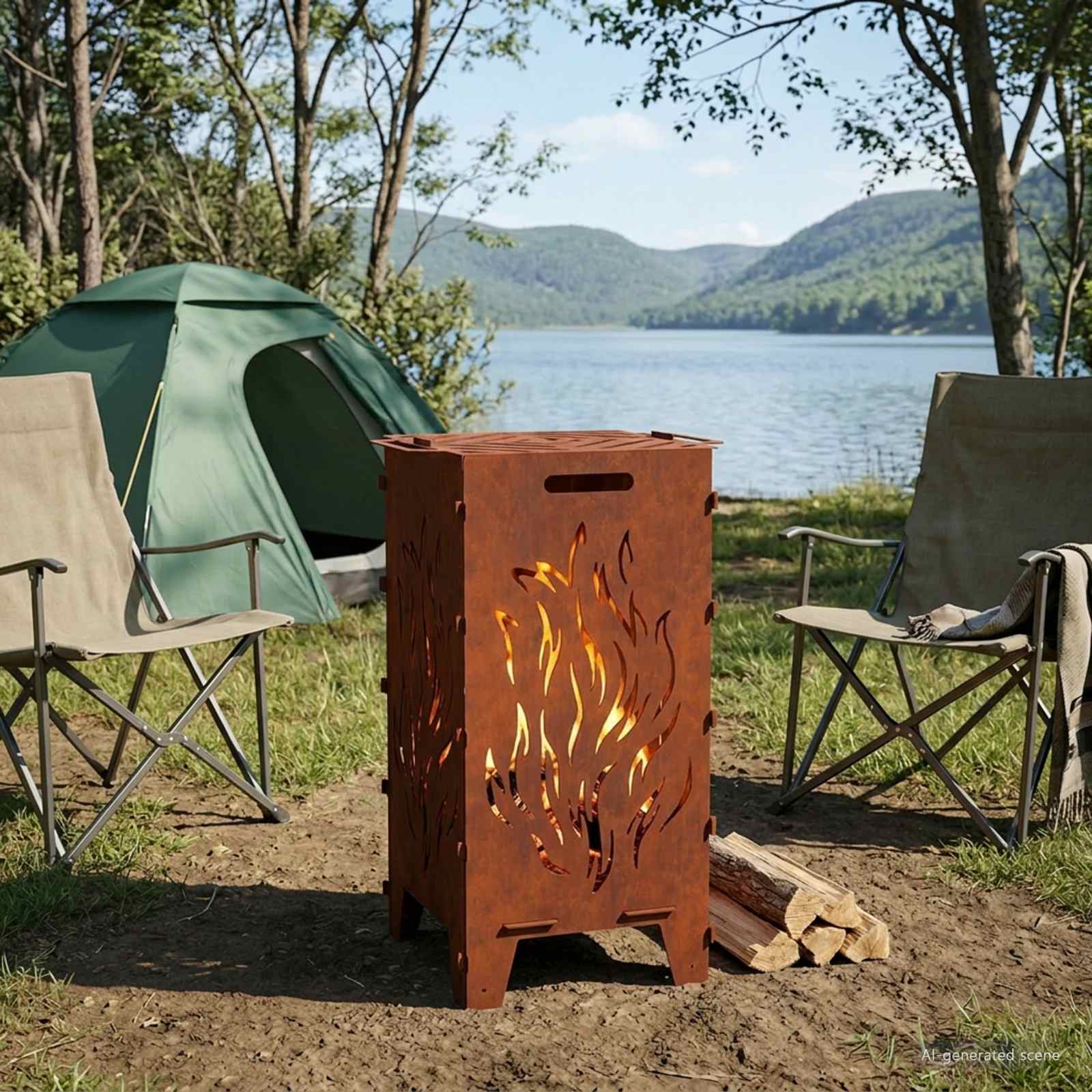 Φωτιά Σκ rusty 47 x 38 x 75 εκ. Ατσάλι Σκληρυθέν στον Αέρα - Pakobazaar