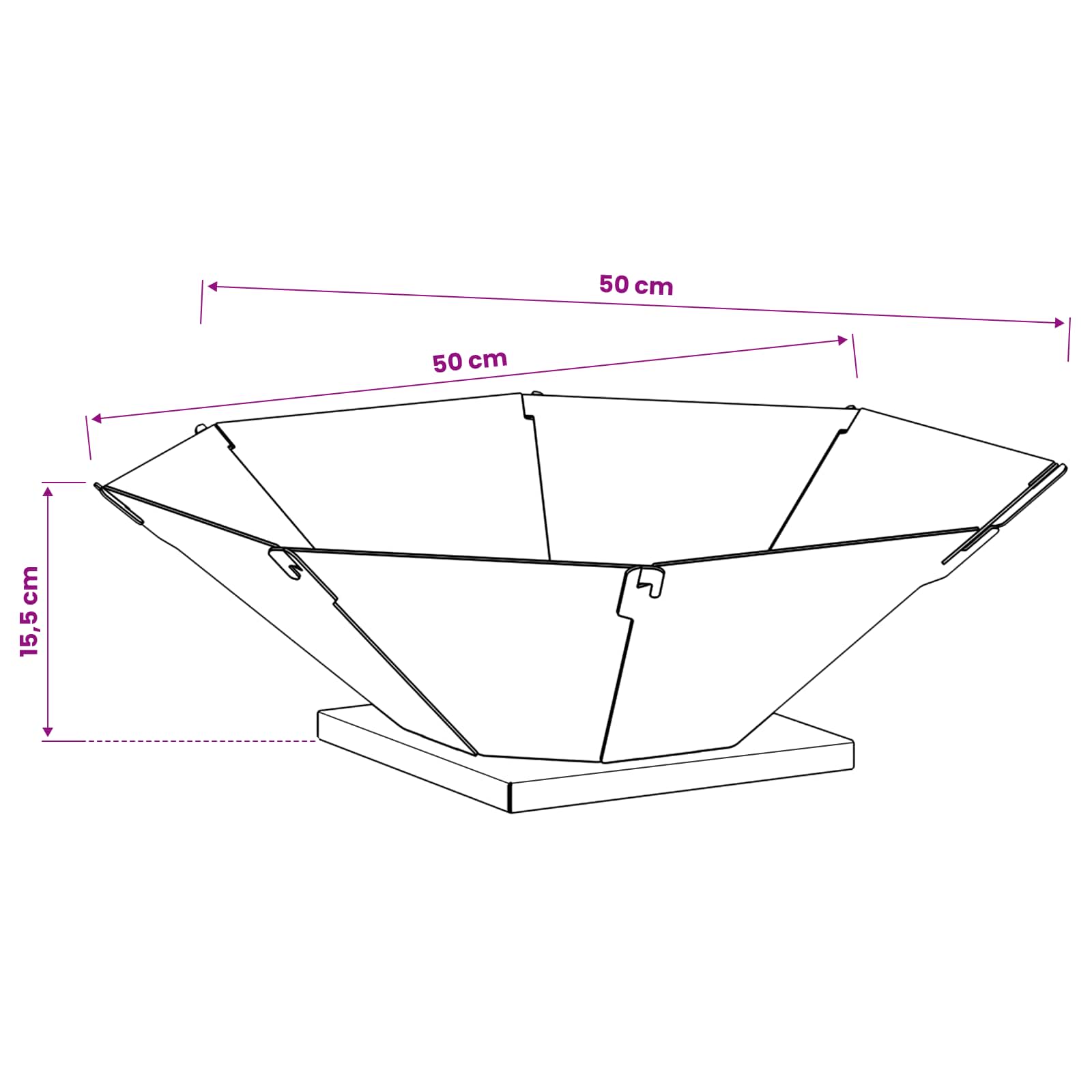 Φωτιά Μαύρο 50 x 50 x 15,5 εκ. Ατσάλι - Pakobazaar