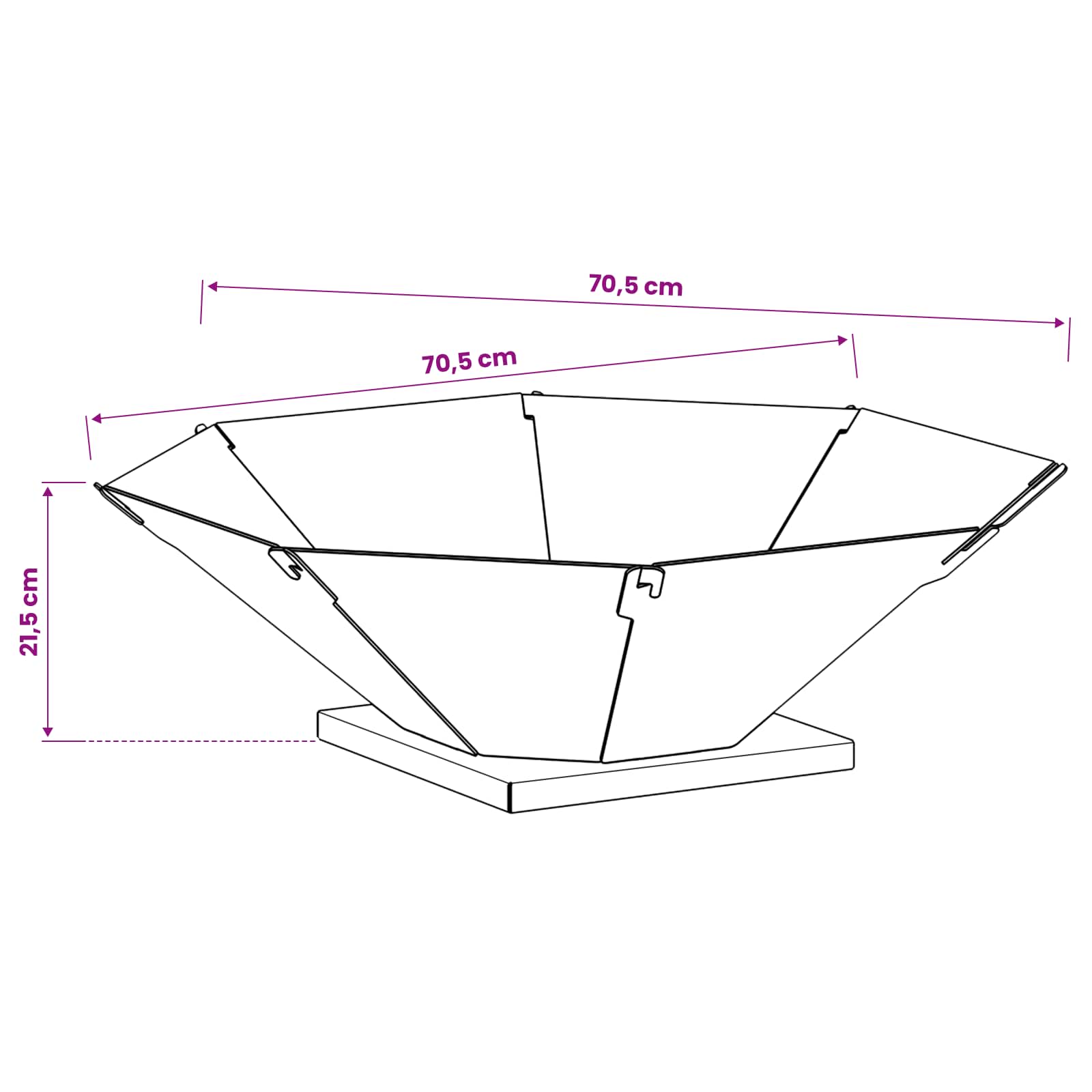 Φωτιά Μαύρο 70,5 x 70,5 x 21,5 εκ. Ατσάλι