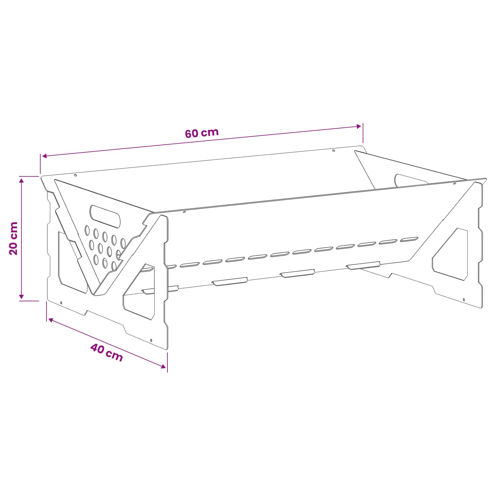 Φωτιά Μαύρο 60 x 40 x 20 εκ. Ατσάλι - Pakobazaar