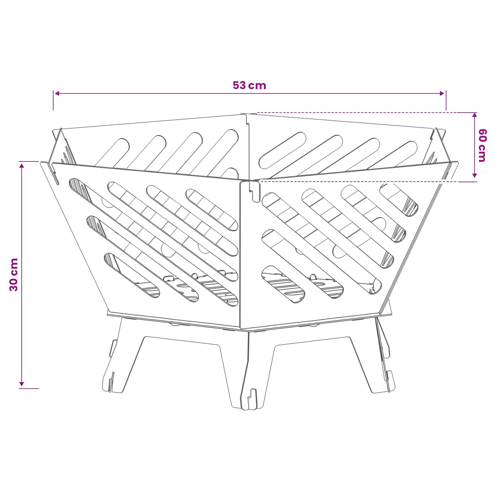 Φωτιά Μαύρο 60 x 53 x 30 εκ Ατσάλι - Pakobazaar