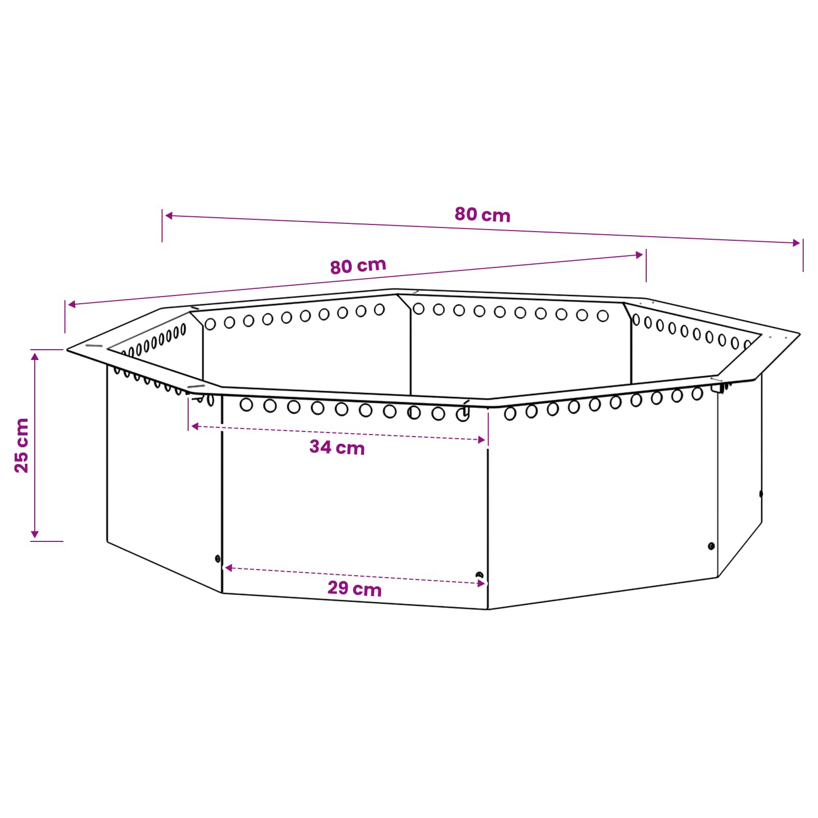 Δαχτυλίδι φωτιάς Μαύρο 80 x 80 x 25 εκ Ατσάλι - Pakobazaar