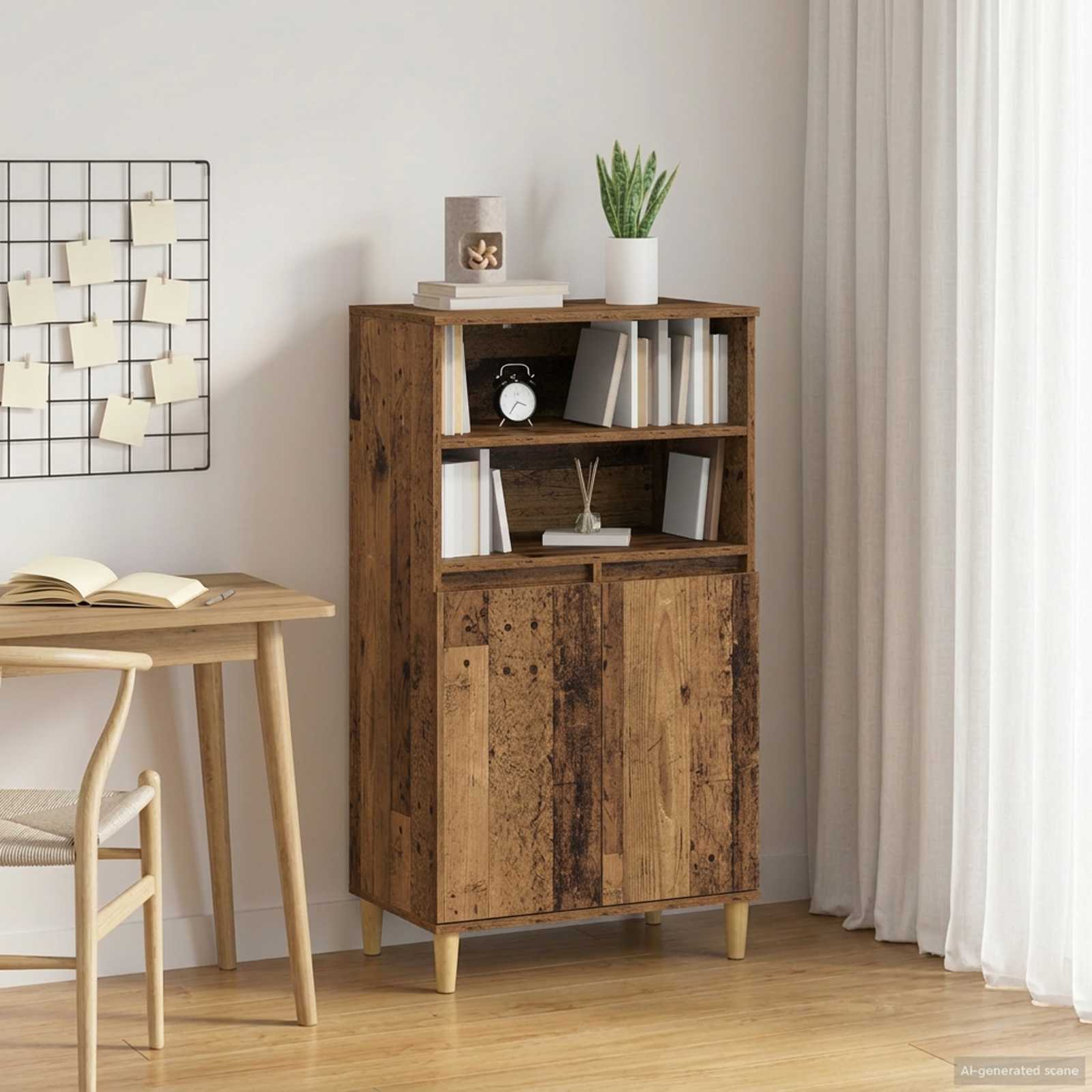 Highboard Ξύλο δρυός 60 x 36 x 110 εκ. Επεξεργασμένο Ξύλο