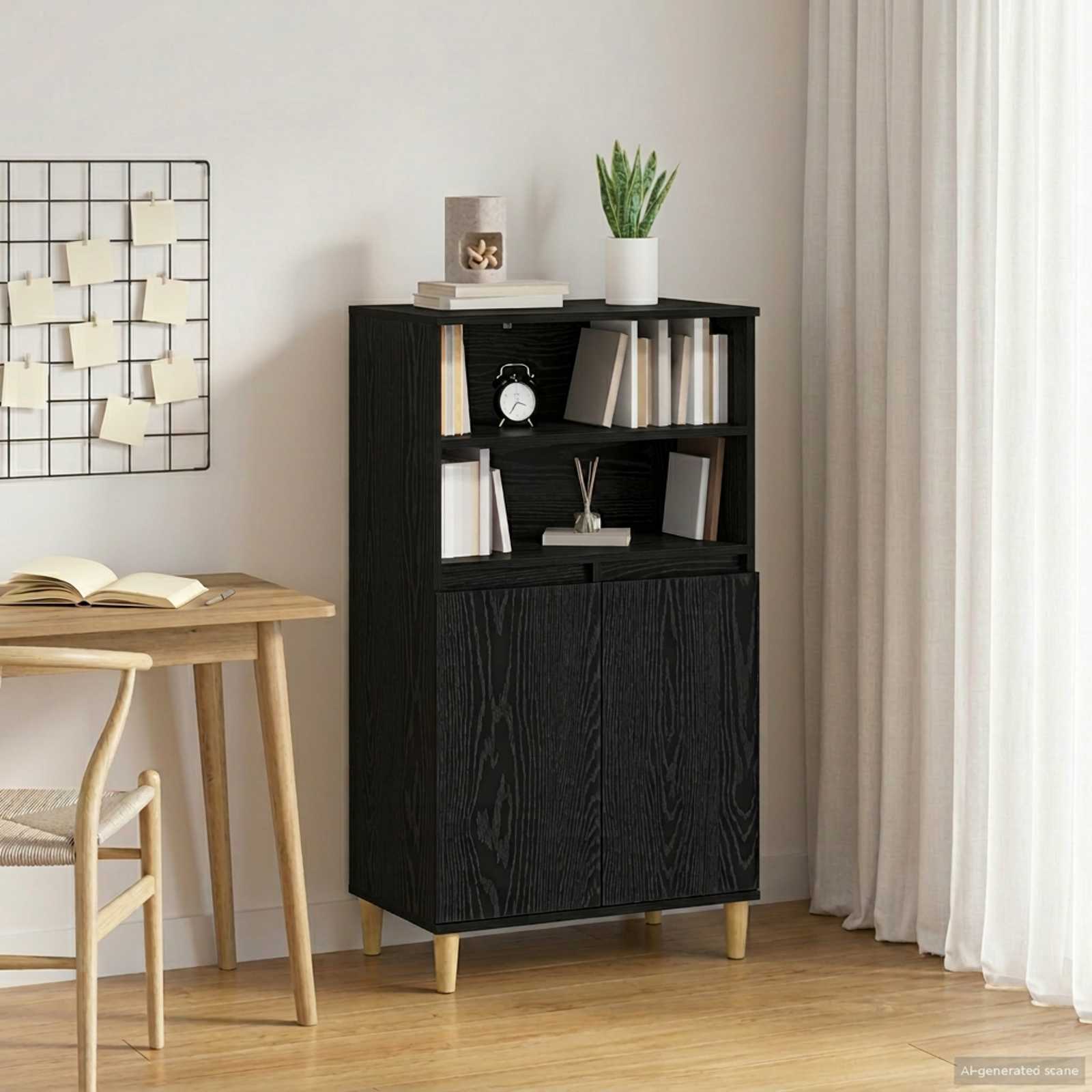 Highboard Μαύρη Δρυς 60 x 36 x 110 εκ. Επεξεργασμένο Ξύλο