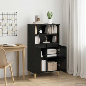 Highboard Μαύρη Δρυς 60 x 36 x 110 εκ. Επεξεργασμένο Ξύλο