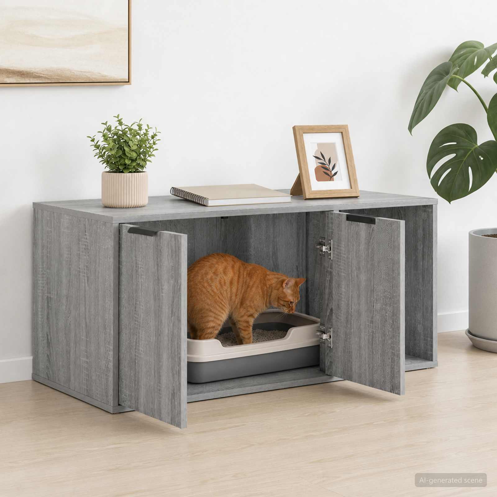 Έπιπλο Κλουβί Γάτας Γκρι Sonoma 100 x 49 x 45 εκ. - Pakobazaar