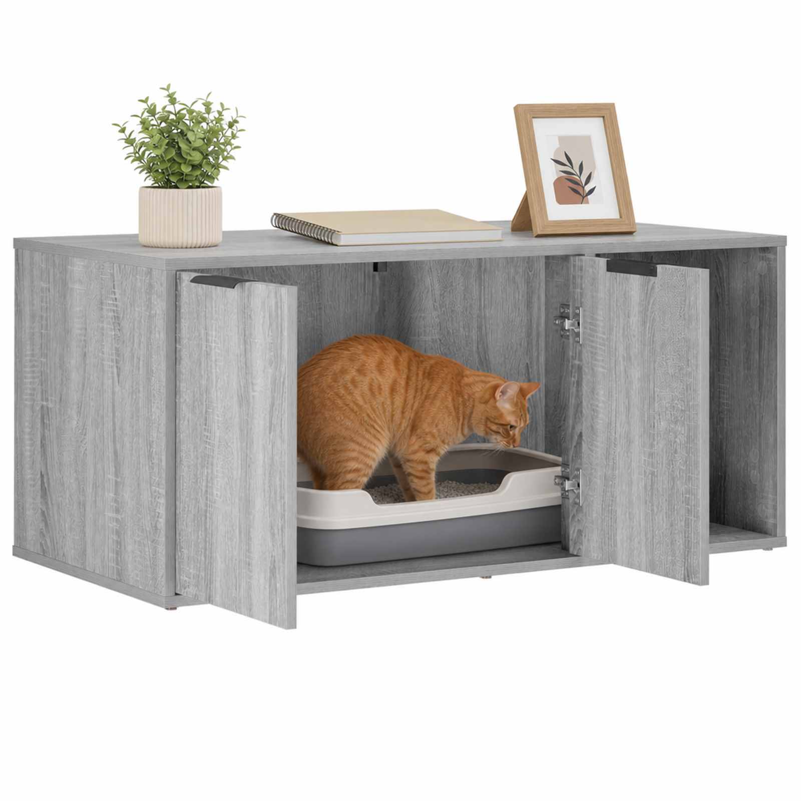 Έπιπλο Κλουβί Γάτας Γκρι Sonoma 100 x 49 x 45 εκ. - Pakobazaar