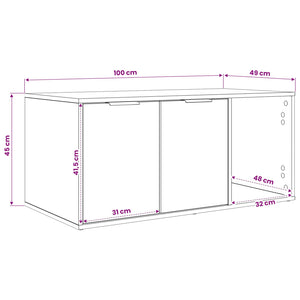 Έπιπλο Κλουβί Γάτας Γκρι Sonoma 100 x 49 x 45 εκ. - Pakobazaar