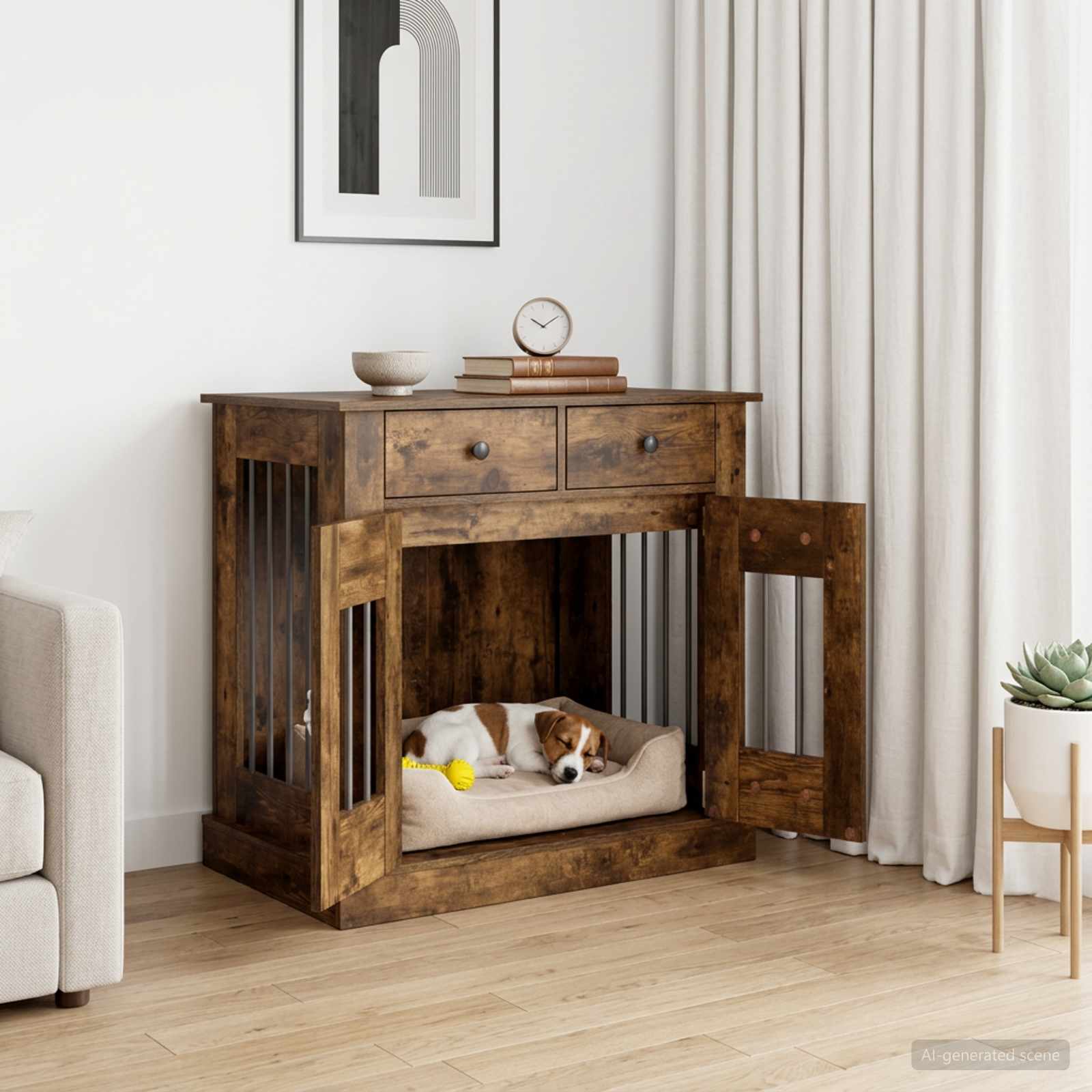 Έπιπλο για κλουβί σκύλου Καπνισμένο Ξύλο Δρυός - Pakobazaar