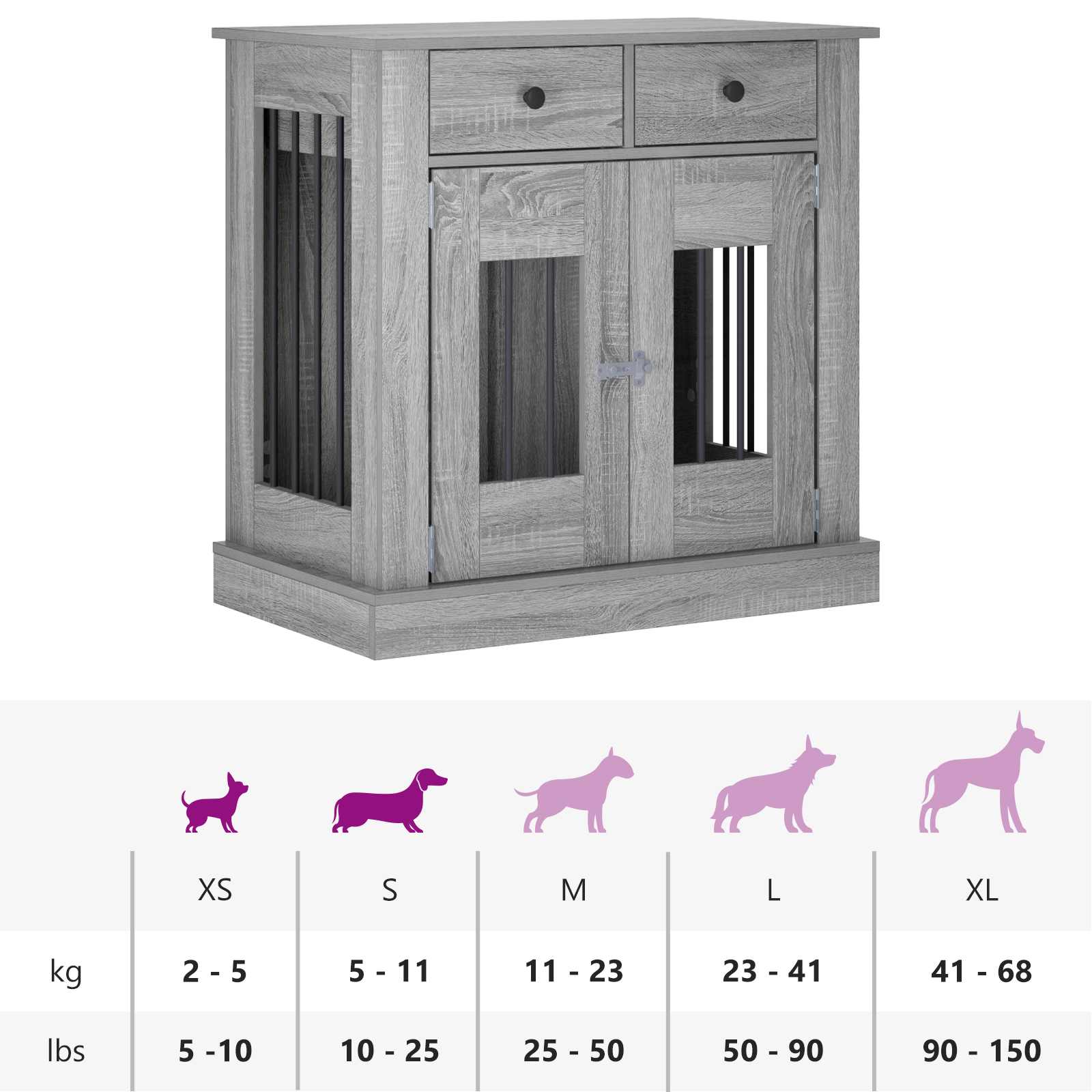 Έπιπλο για κλουβί σκύλου Γκρι Sonoma 80 x 47,5 x 80 εκ - Pakobazaar