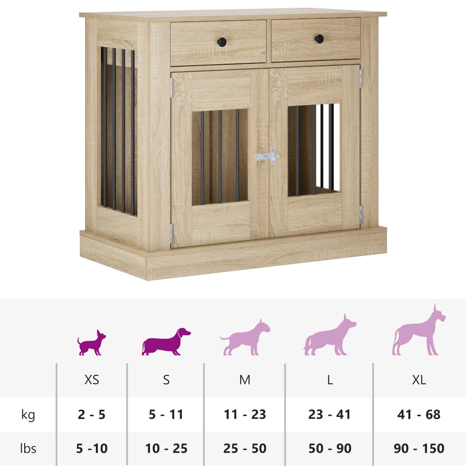 Έπιπλο για κλουβί σκύλου Sonoma Δρυς 90 x 47,5 x 80 εκ - Pakobazaar