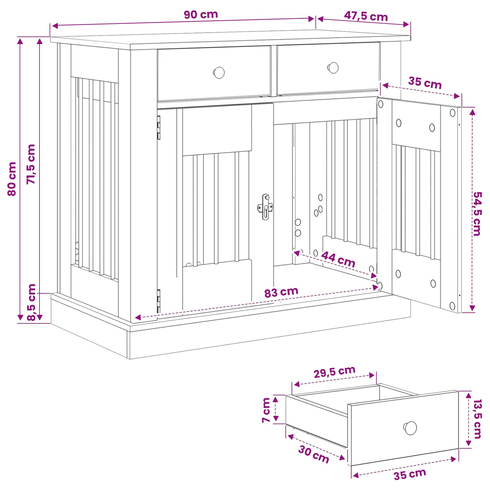 Έπιπλο για κλουβί σκύλου Sonoma Δρυς 90 x 47,5 x 80 εκ - Pakobazaar