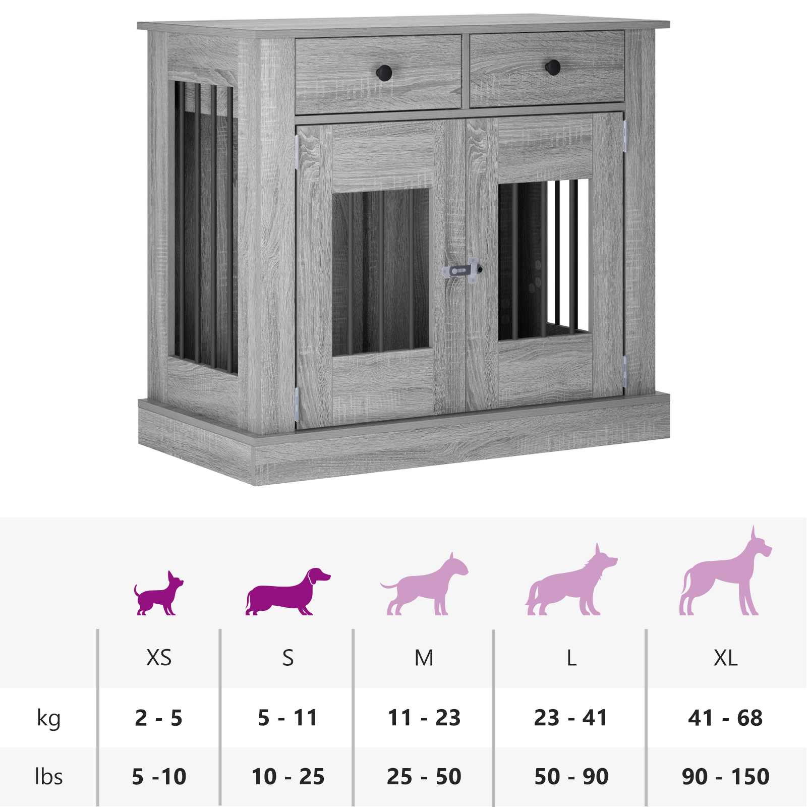 Έπιπλο για κλουβί σκύλου Γκρι Sonoma 90 x 47,5 x 80 εκ - Pakobazaar